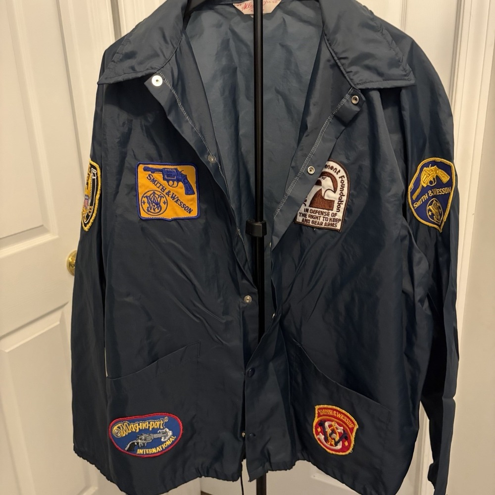 Vintage 70s Nylon Windbreaker Collector Patches Firearms Memorabilia OOAK GVC